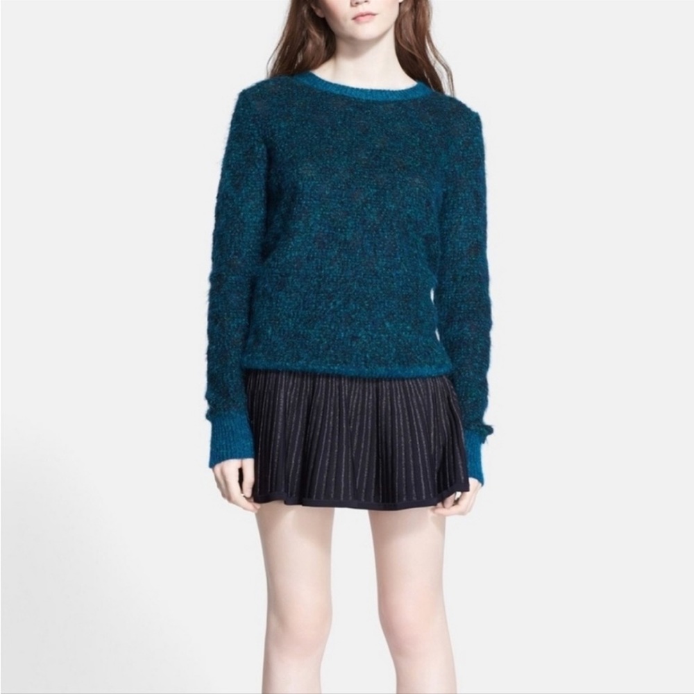 A.L.C Adina Metallic Wool Mohair Teal Sweater